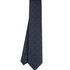 E.Marinella CRAVATTA SARTORIALE IN SETA JACQUARD BLU Con cornetto sparso