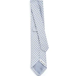 E.Marinella CRAVATTA SARTORIALE IN SETA JACQUARD AZZURRA Microfantasia fiore Sale