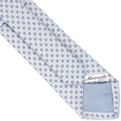 E.Marinella CRAVATTA SARTORIALE IN SETA JACQUARD AZZURRA Microfantasia fiore Sale