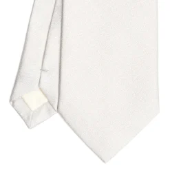 E.Marinella CRAVATTA SARTORIALE IN SETA JACQUARD BIANCA Tinta unita Sale