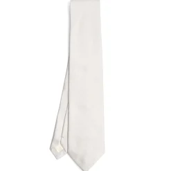 E.Marinella CRAVATTA SARTORIALE IN SETA JACQUARD BIANCA Tinta unita Sale