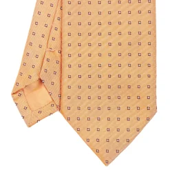 E.Marinella CRAVATTA SARTORIALE IN SETA JACQUARD ARANCIONE Microfantasia fiore