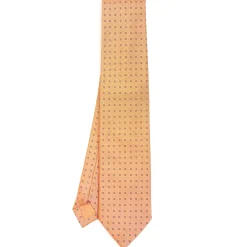 E.Marinella CRAVATTA SARTORIALE IN SETA JACQUARD ARANCIONE Microfantasia fiore