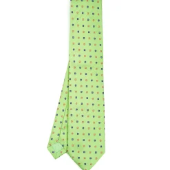 E.Marinella CRAVATTA SARTORIALE IN SETA JACQUARD VERDE CHIARO Microfantasia fiore Discount