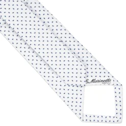 E.Marinella CRAVATTA SARTORIALE IN SETA JACQUARD BIANCA Microfantasia geometrica New