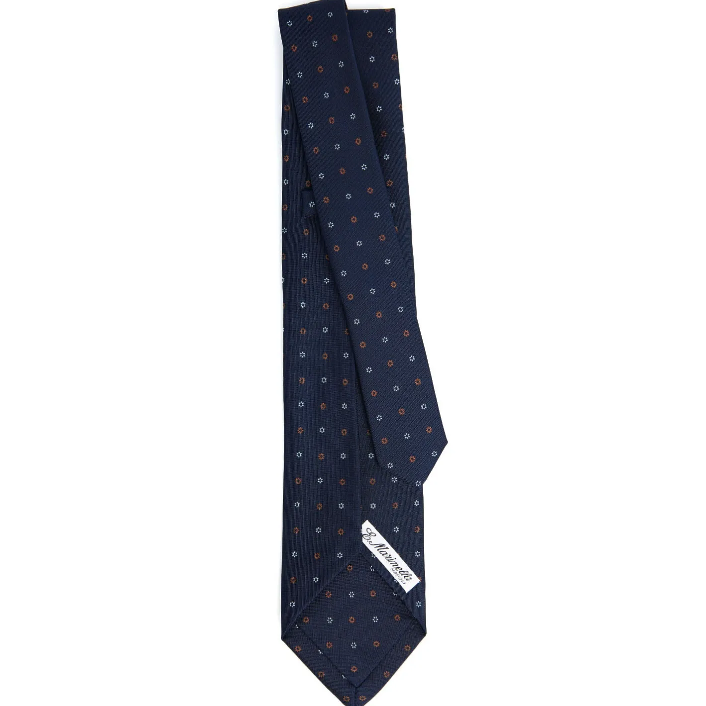 E.Marinella CRAVATTA SARTORIALE 7 PIEGHE IN SETA BLU SCURO Microfantasia fiore Online