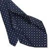 E.Marinella CRAVATTA SARTORIALE 7 PIEGHE IN SETA BLU SCURO Microfantasia fiore New