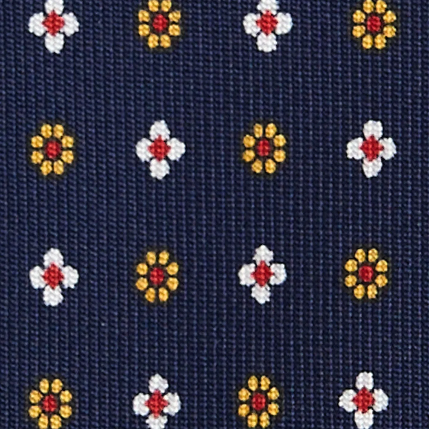 E.Marinella CRAVATTA SARTORIALE 7 PIEGHE IN SETA BLU SCURO Microfantasia fiore Clearance