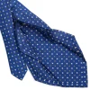 E.Marinella CRAVATTA SARTORIALE 7 PIEGHE IN SETA BLU Microfantasia fiore Clearance