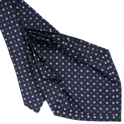 E.Marinella CRAVATTA SARTORIALE 9 PIEGHE IN SETA BLU SCURO Microfantasia fiore Sale