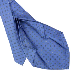 E.Marinella CRAVATTA SARTORIALE 7 PIEGHE IN SETA AZZURRO POLVERE Microfantasia fiore Sale