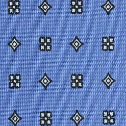 E.Marinella CRAVATTA SARTORIALE 7 PIEGHE IN SETA AZZURRO POLVERE Microfantasia fiore Sale