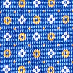 E.Marinella CRAVATTA SARTORIALE 9 PIEGHE IN SETA BLUETTE Microfantasia fiore New