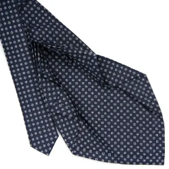E.Marinella CRAVATTA SARTORIALE 9 PIEGHE IN SETA BLU SCURO Microfantasia fiore Sale