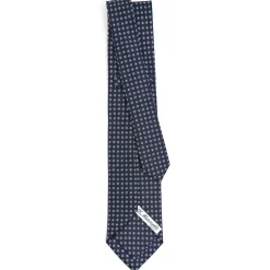 E.Marinella CRAVATTA SARTORIALE 9 PIEGHE IN SETA BLU SCURO Microfantasia fiore Sale