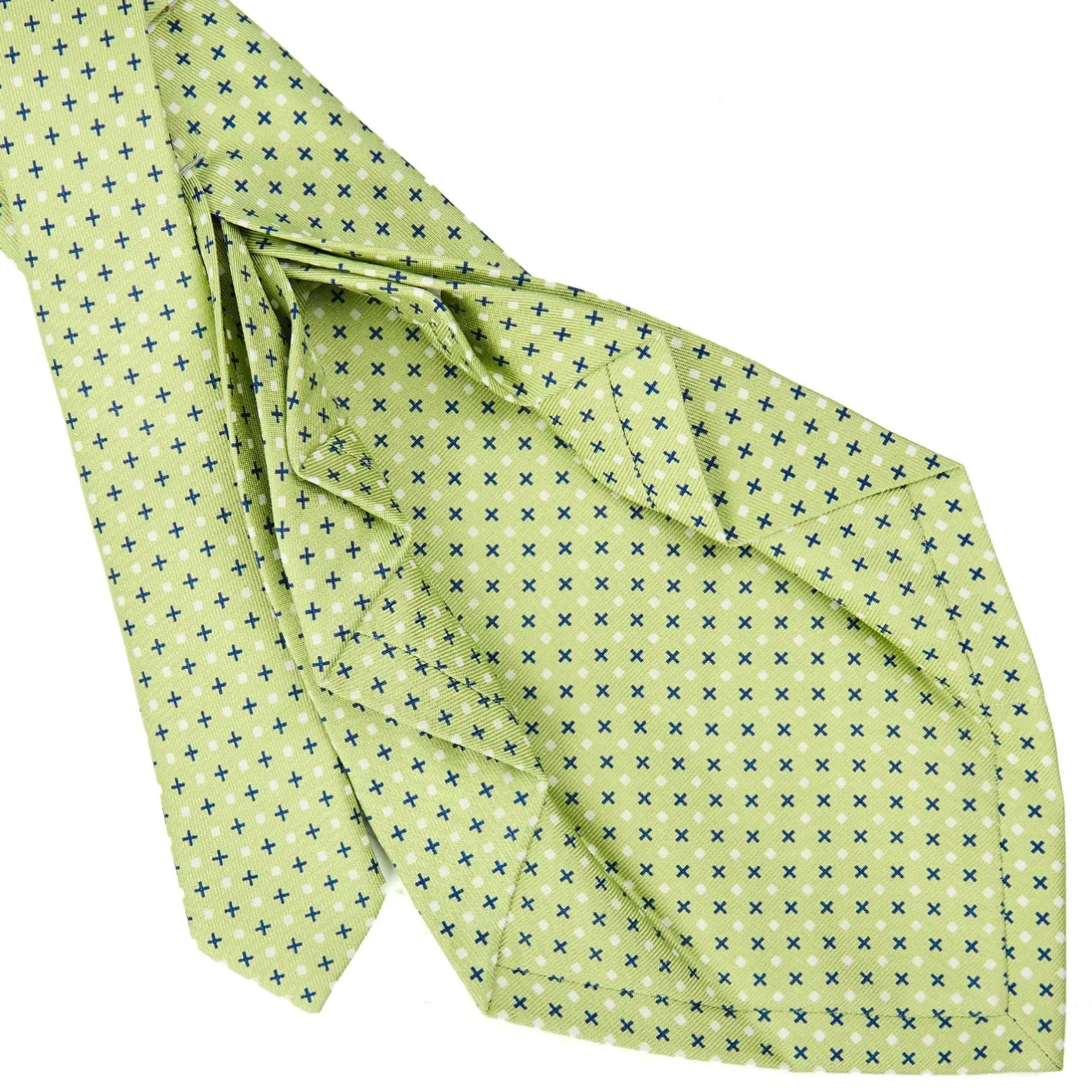 E.Marinella CRAVATTA SARTORIALE 9 PIEGHE IN SETA VERDE CHIARO Microfantasia fiore Online