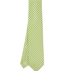 E.Marinella CRAVATTA SARTORIALE 9 PIEGHE IN SETA VERDE CHIARO Microfantasia fiore Online