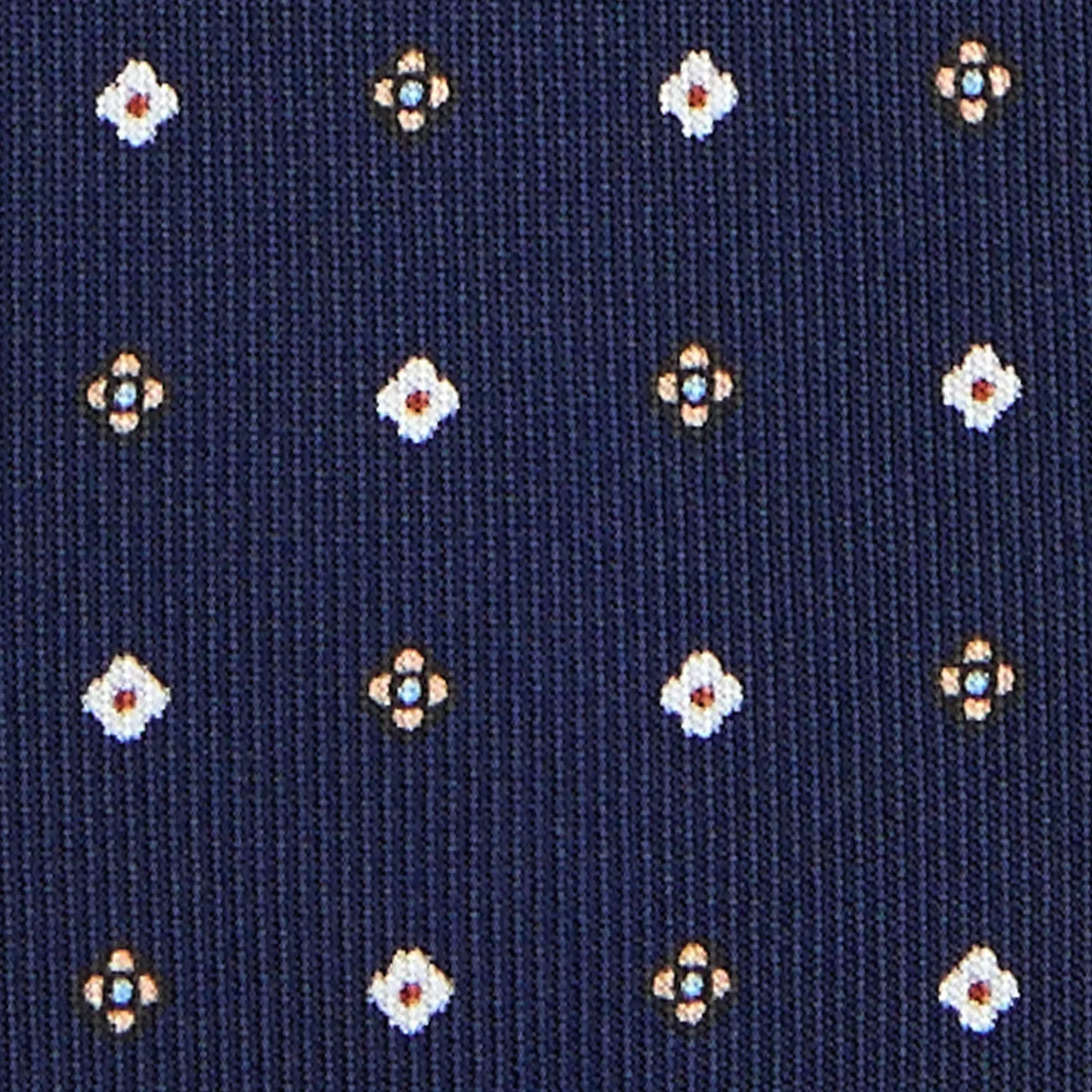 E.Marinella CRAVATTA SARTORIALE 5 PIEGHE IN SETA BLU SCUROMicrofantasia fiore Best