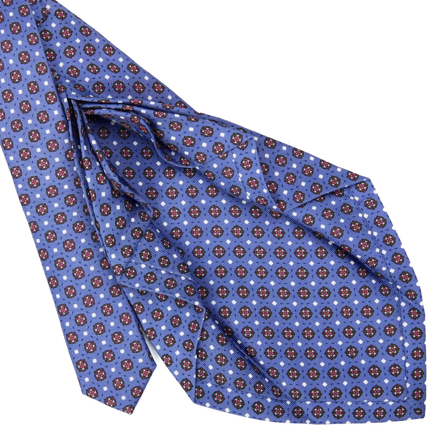 E.Marinella CRAVATTA SARTORIALE 9 PIEGHE IN SETA AZZURRO POLVERE Microfantasia fiore Sale