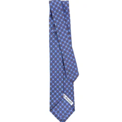 E.Marinella CRAVATTA SARTORIALE 9 PIEGHE IN SETA AZZURRO POLVERE Microfantasia fiore Sale