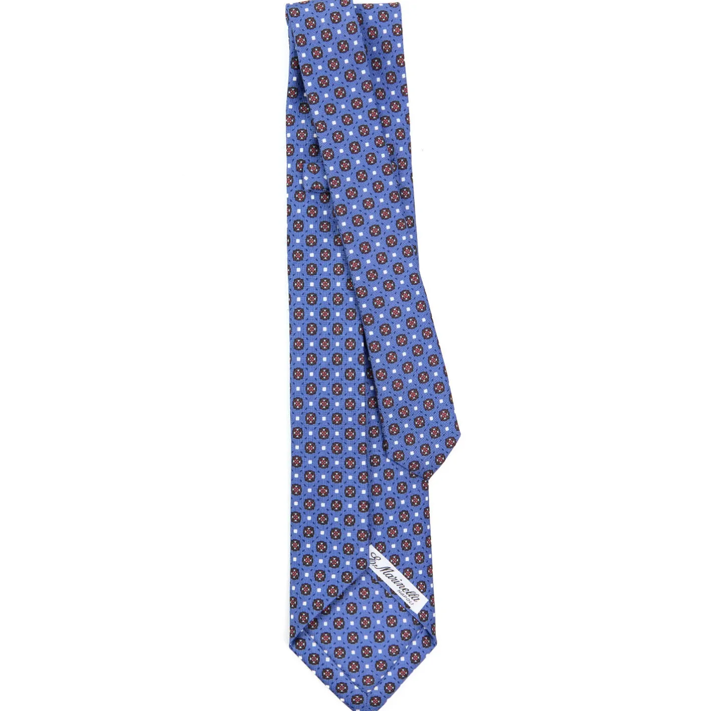 E.Marinella CRAVATTA SARTORIALE 9 PIEGHE IN SETA AZZURRO POLVERE Microfantasia fiore Sale