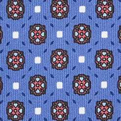 E.Marinella CRAVATTA SARTORIALE 9 PIEGHE IN SETA AZZURRO POLVERE Microfantasia fiore Sale