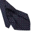 E.Marinella CRAVATTA SARTORIALE 9 PIEGHE IN SETA BLU SCURO Microfantasia fiore Hot