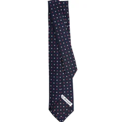 E.Marinella CRAVATTA SARTORIALE 9 PIEGHE IN SETA BLU SCURO Microfantasia fiore Hot