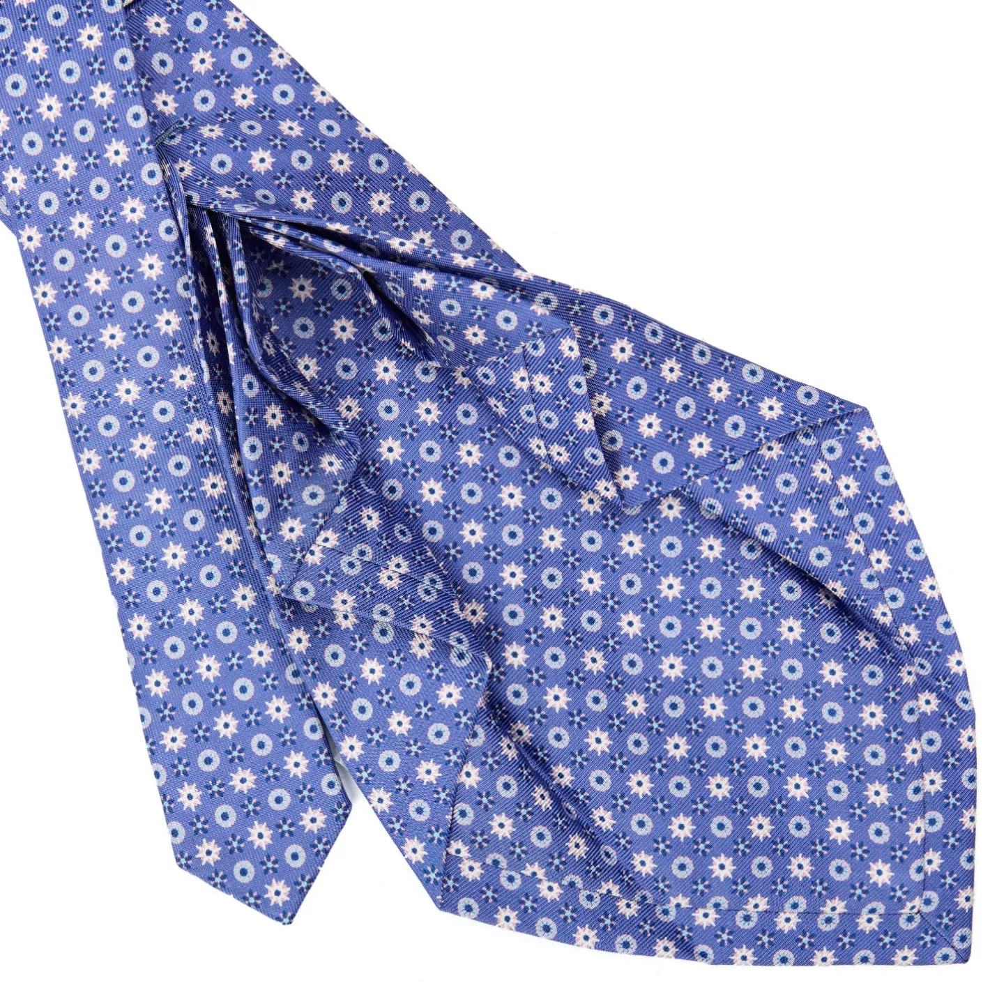 E.Marinella CRAVATTA SARTORIALE 9 PIEGHE IN SETA AZZURRO POLVERE Microfantasia fiore Discount