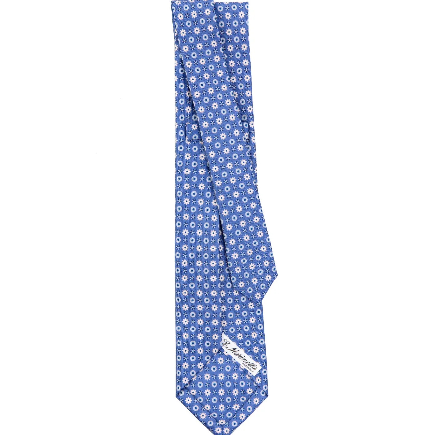 E.Marinella CRAVATTA SARTORIALE 9 PIEGHE IN SETA AZZURRO POLVERE Microfantasia fiore Discount