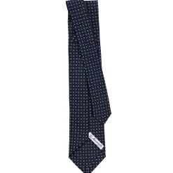 E.Marinella CRAVATTA SARTORIALE 9 PIEGHE IN SETA BLU SCURO Microfantasia fiore Best