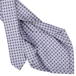 E.Marinella CRAVATTA SARTORIALE 5 PIEGHE IN SETA GRIGIO CHIARO Microfantasia fiore Clearance