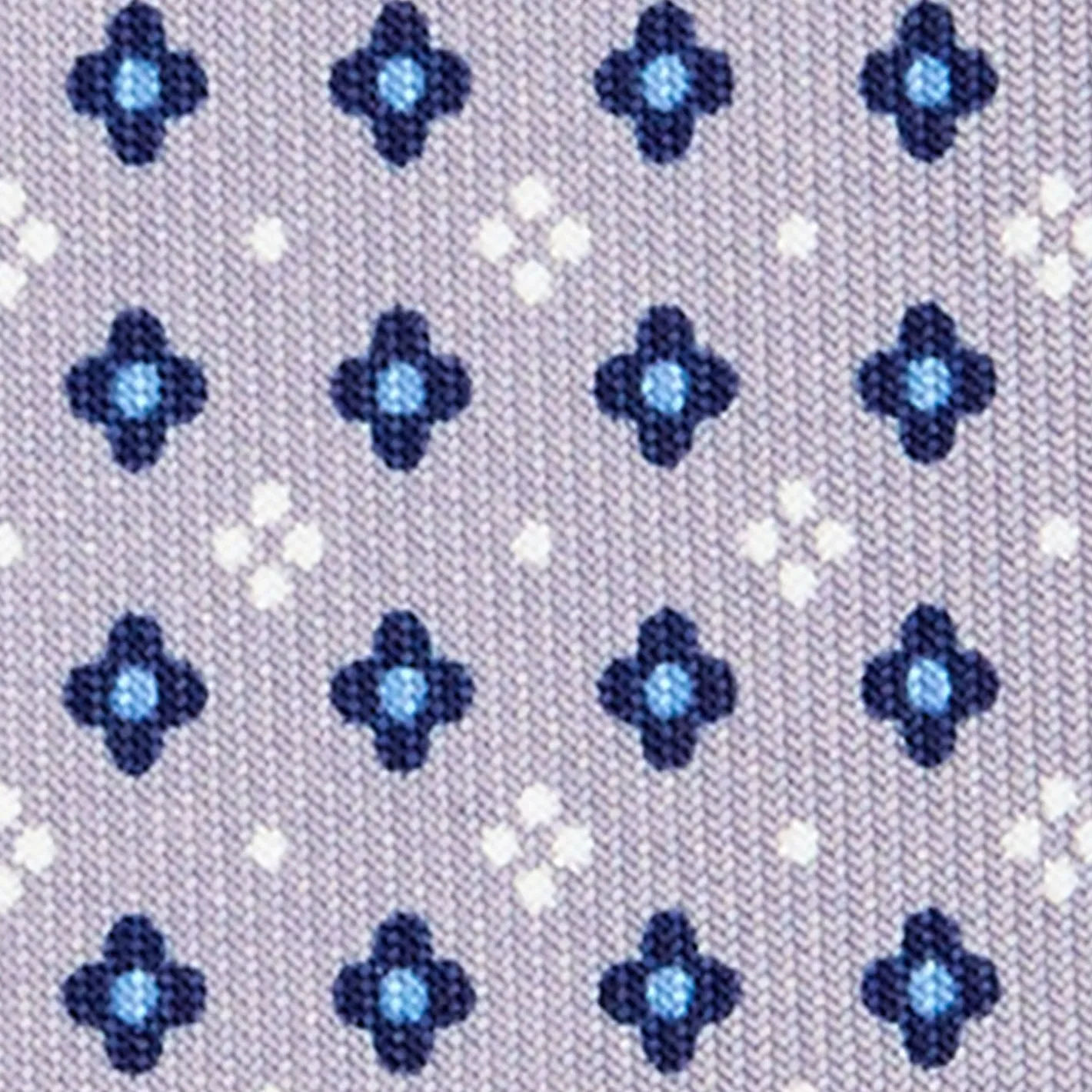 E.Marinella CRAVATTA SARTORIALE 5 PIEGHE IN SETA GRIGIO CHIARO Microfantasia fiore Clearance