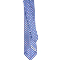 E.Marinella CRAVATTA SARTORIALE 9 PIEGHE IN SETA AZZURRO POLVERE Microfantasia fiore Best