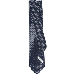 E.Marinella CRAVATTA SARTORIALE 7 PIEGHE IN SETA BLU SCURO Microfantasia fiore Sale