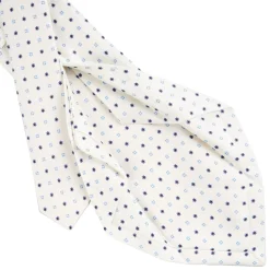 E.Marinella CRAVATTA SARTORIALE 5 PIEGHE IN SETA BIANCA Microfantasia fiore New