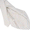 E.Marinella CRAVATTA SARTORIALE 5 PIEGHE IN SETA BIANCA Microfantasia fiore Outlet