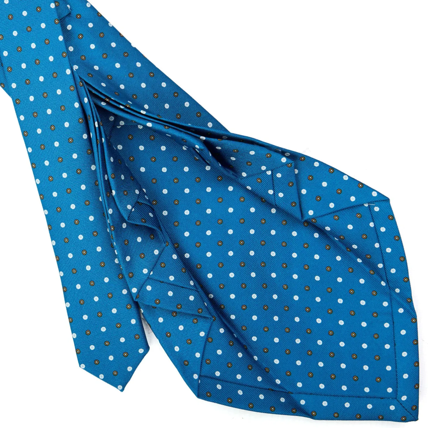 E.Marinella CRAVATTA SARTORIALE 9 PIEGHE IN SETA BLU MEDIO Microfantasia fiore Clearance
