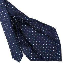E.Marinella CRAVATTA SARTORIALE 9 PIEGHE IN SETA BLU SCURO Microfantasia fiore Outlet