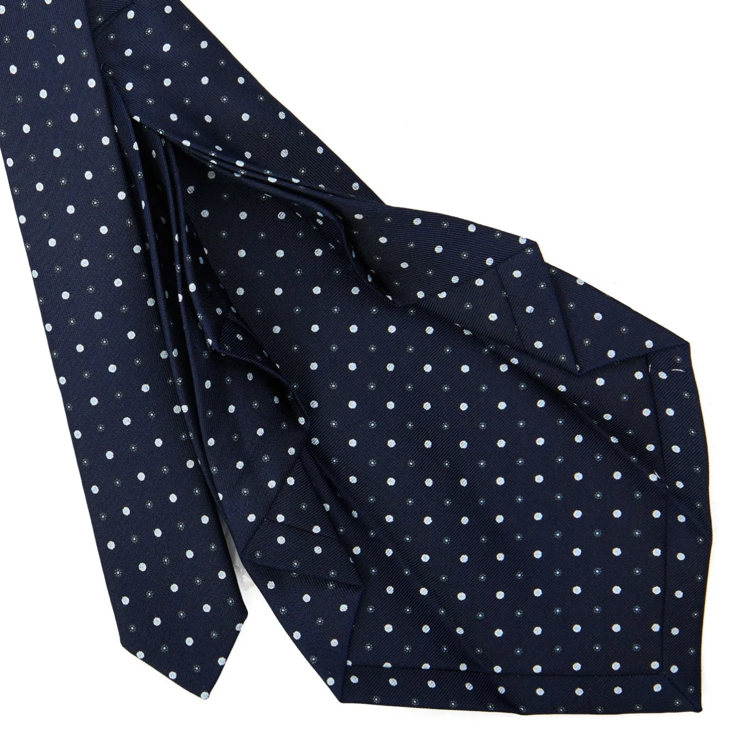 E.Marinella CRAVATTA SARTORIALE 9 PIEGHE IN SETA BLU SCURO Microfantasia fiore Hot