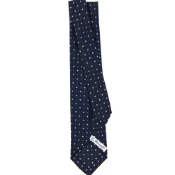 E.Marinella CRAVATTA SARTORIALE 9 PIEGHE IN SETA BLU SCURO Microfantasia fiore Hot