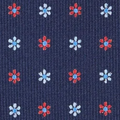 E.Marinella CRAVATTA SARTORIALE 9 PIEGHE IN SETA BLU SCURO Microfantasia fiore