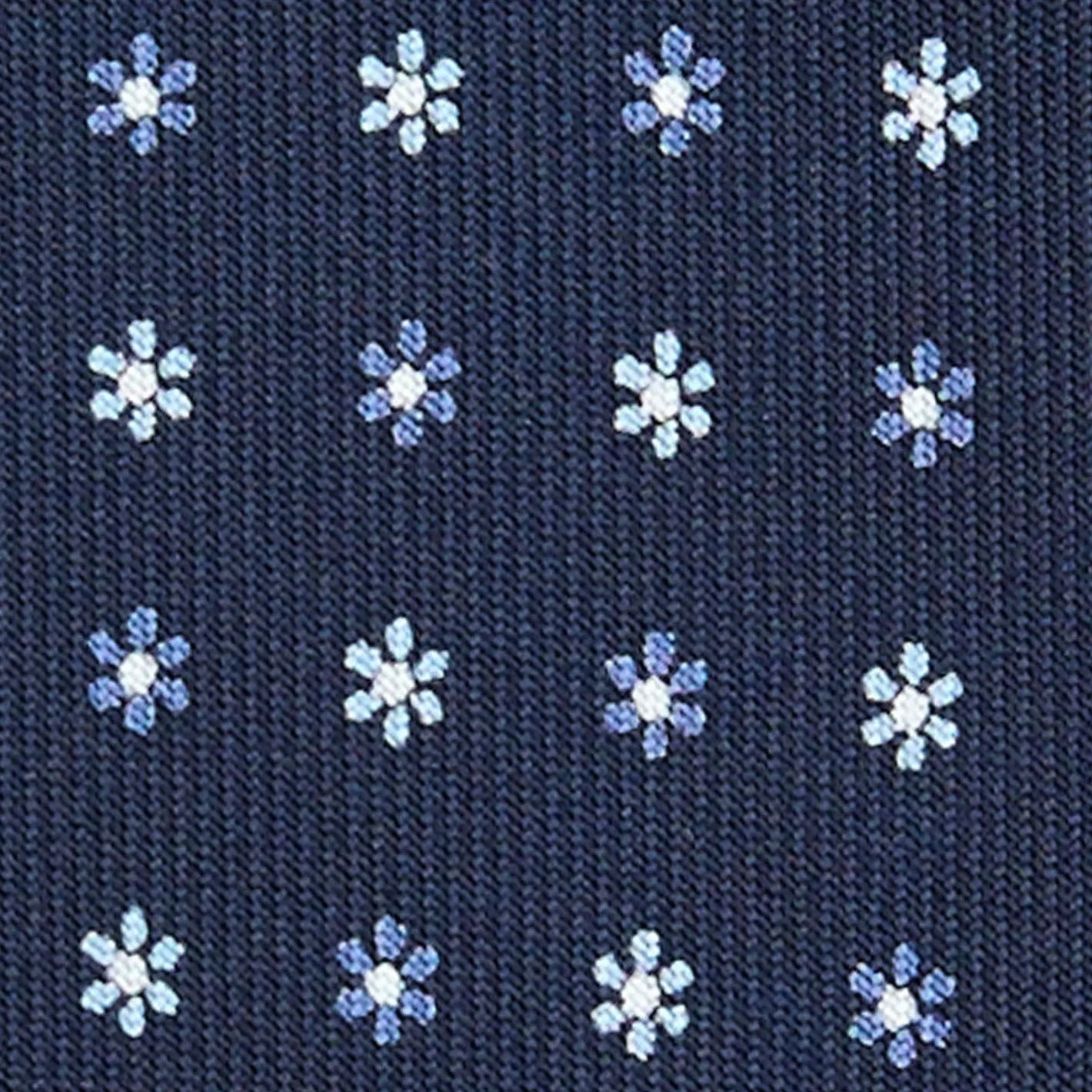 E.Marinella CRAVATTA SARTORIALE 9 PIEGHE IN SETA BLU SCURO Microfantasia fiore Discount