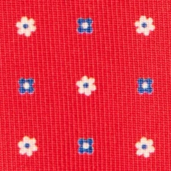 E.Marinella CRAVATTA SARTORIALE 9 PIEGHE IN SETA ROSSA Microfantasia fiore New