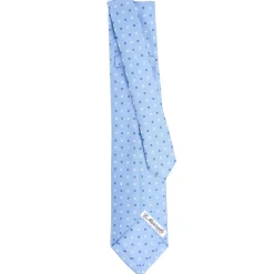 E.Marinella CRAVATTA SARTORIALE 9 PIEGHE IN SETA AZZURRA Microfantasia fiore Hot