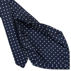 E.Marinella CRAVATTA SARTORIALE 9 PIEGHE IN SETA BLU SCURO Microfantasia fiore Hot