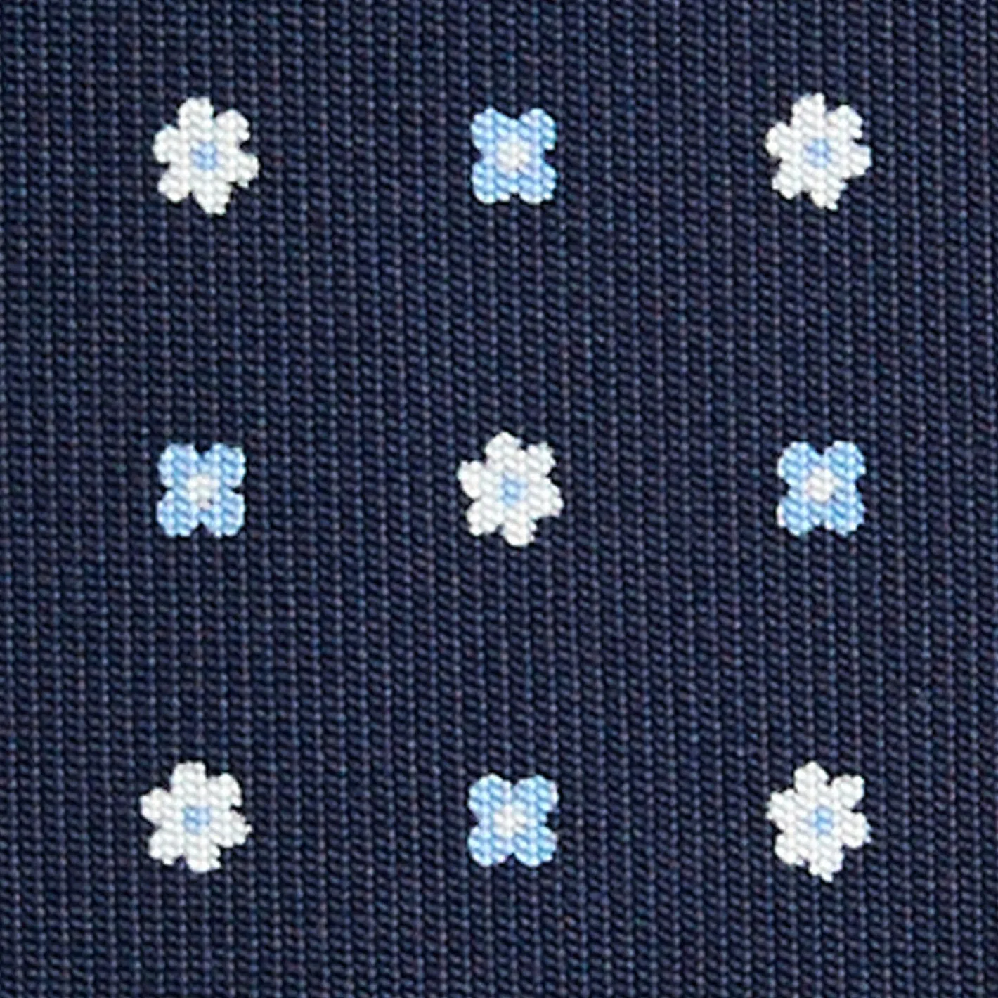 E.Marinella CRAVATTA SARTORIALE 9 PIEGHE IN SETA BLU SCURO Microfantasia fiore Hot