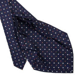 E.Marinella CRAVATTA SARTORIALE 9 PIEGHE IN SETA BLU SCURO Microfantasia fiore Discount