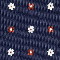 E.Marinella CRAVATTA SARTORIALE 9 PIEGHE IN SETA BLU SCURO Microfantasia fiore Discount