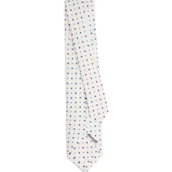 E.Marinella CRAVATTA SARTORIALE 9 PIEGHE IN SETA BIANCA Microfantasia fiore Outlet